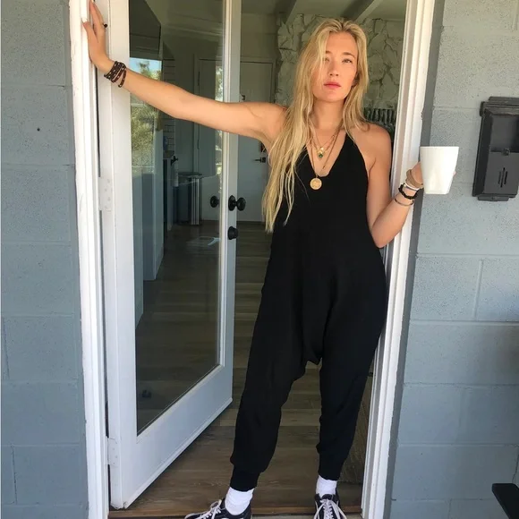 Buddhapants Black Cotton Women's Jumpsuit - Picture 3 of 6